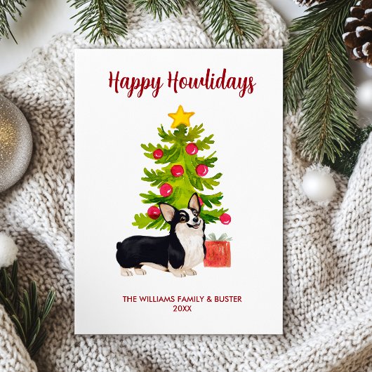 Corgi-hondenfamilie Kerstmis Feestdagenkaart
