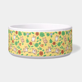 Corgi-hondenkom Summer Bloemstuk Kawaii-huisdierca Voerbakje