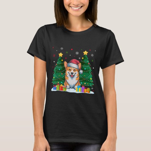 Corgi Hondenliefhebbers Santa Hat Lelijke Kersttru T-shirt (Voorkant)