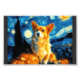 Corgi-hondenliefhebbers Schilderij van gogh sterre Foto Afdruk