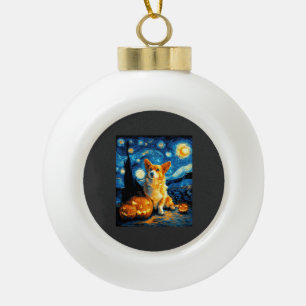 Corgi-hondenliefhebbers Schilderij van gogh sterre Keramische Bal Ornament