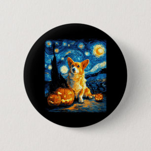 Corgi Hondenliefhebbers Schilderij van gogh sterre Ronde Button 5,7 Cm