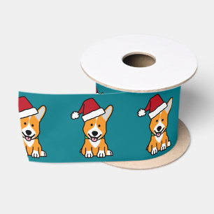 Corgi-hondenpuppy Pembroke Welsh Kerstkerstkerstke Satijnen Lint