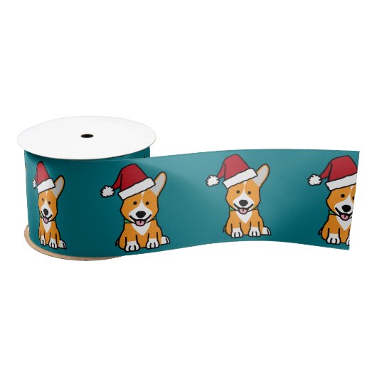 Corgi-hondenpuppy Pembroke Welsh Kerstkerstkerstke Satijnen Lint (Spoel)