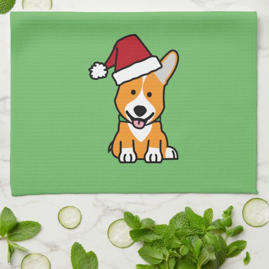 Corgi-hondenpuppy Pembroke Welsh Kerstkerstkerstke Theedoek (Gevouwen)