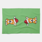 Corgi-hondenpuppy Pembroke Welsh Kerstkerstkerstke Theedoek (Horizontaal)