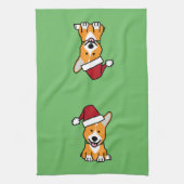 Corgi-hondenpuppy Pembroke Welsh Kerstkerstkerstke Theedoek (Verticaal)