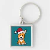 Corgi-hondenpuppy Pembroke Welsh Kerstkerstkerstma Sleutelhanger (Voorkant)