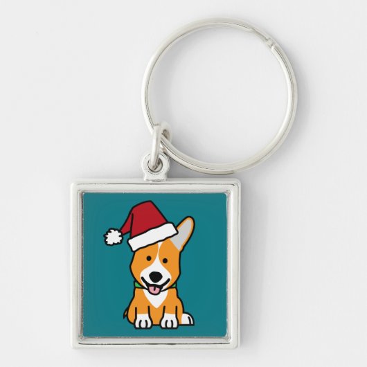 Corgi-hondenpuppy Pembroke Welsh Kerstkerstkerstma Sleutelhanger (Voorkant)