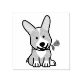 Corgi-hondenpuppy Pembroke Welsh Valentijn Roos Rubberstempel (Afrduk)
