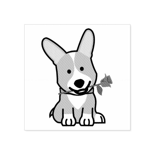 Corgi-hondenpuppy Pembroke Welsh Valentijn Roos Rubberstempel (Afrduk)
