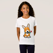 Corgi-hondenpuppy Pembroke Welsh Valentijn Roos T-shirt (Voorkant volledig)
