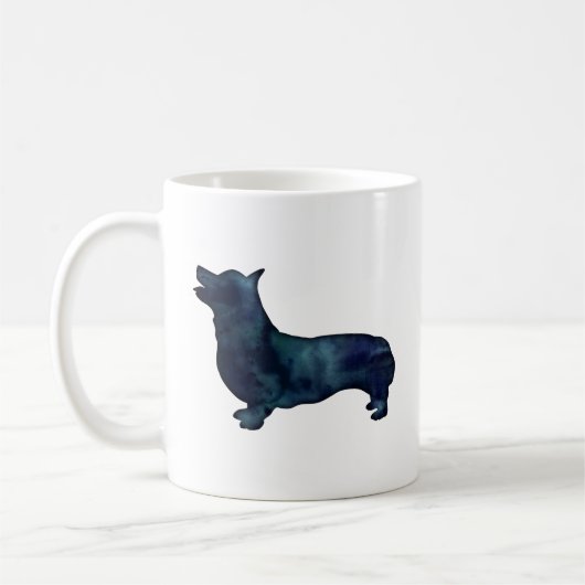 Corgi Hondenras Black Waterverf Silhouette Koffiemok (Links)