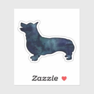 Corgi Hondenras Black Waterverf Silhouette Sticker