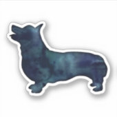 Corgi Hondenras Black Waterverf Silhouette Sticker (Voorkant)