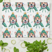 Corgi hondenras Kerstmis Theedoek (Gevouwen)