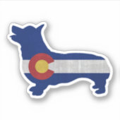 Corgi Hondenras Silhouette Colorado Vlag Sticker (Voorkant)