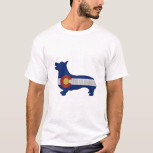 Corgi Hondenras Silhouette Colorado Vlag T-shirt
