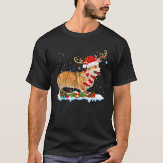 Corgi-hondliefhebber Verlichte Kerstman Rendier Ho T-shirt