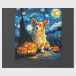 Corgi-hondliefhebbers Schilderij van gogh sterrenh Cadeaupapier