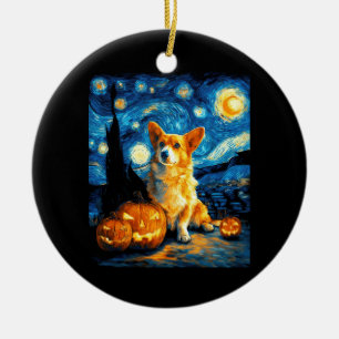 Corgi-hondliefhebbers Schilderij van gogh sterrenh Keramisch Ornament