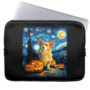 Corgi-hondliefhebbers Schilderij van gogh sterrenh Laptop Sleeve