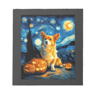 Corgi-hondliefhebbers Schilderij van gogh sterrenh Notitieblok