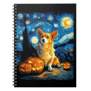 Corgi-hondliefhebbers Schilderij van gogh sterrenh Notitieboek