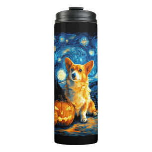 Corgi-hondliefhebbers Schilderij van gogh sterrenh Thermosbeker