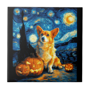 Corgi-hondliefhebbers Schilderij van van gogh ster Tegeltje