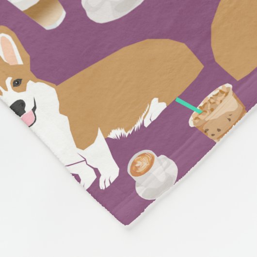Corgi houdt van koffie-paars fleece deken (Hoek)