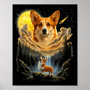 Corgi huilend naar de maan grappige hond grafisch poster