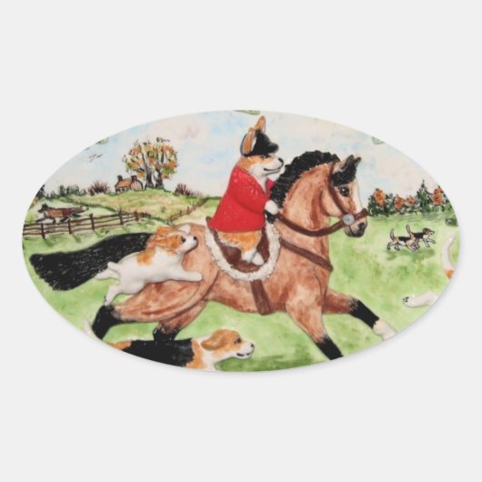 Corgi Huntsman Rides To Hounds Sticker (Voorkant)