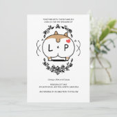 Corgi-huwelijksverjaardagsuitnodiging cartoon kaart (Staand voorkant)