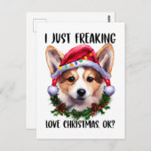 Corgi ik ben gewoon dol op kerstfeestjes. briefkaart (Voorkant / Achterkant)