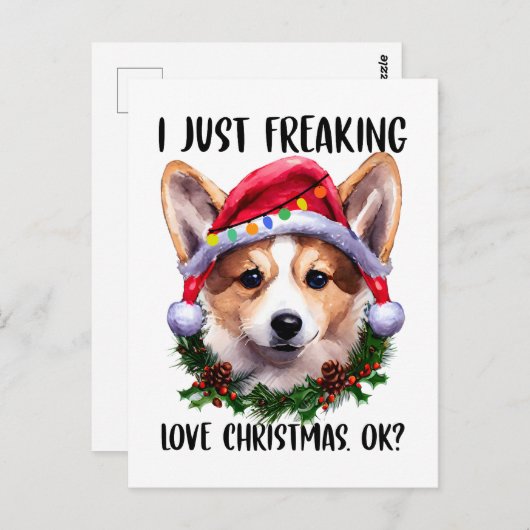 Corgi ik ben gewoon dol op kerstfeestjes. briefkaart (Voorkant / Achterkant)