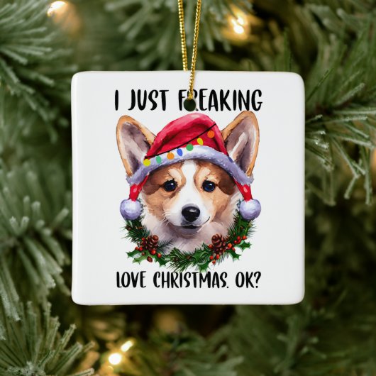 Corgi ik ben gewoon dol op kerstfeestjes. keramisch ornament (Boom)