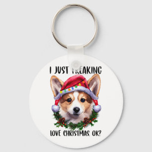 Corgi ik ben gewoon dol op kerstfeestjes. sleutelhanger