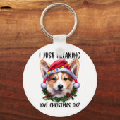 Corgi ik ben gewoon dol op kerstfeestjes. sleutelhanger (Voorkant)