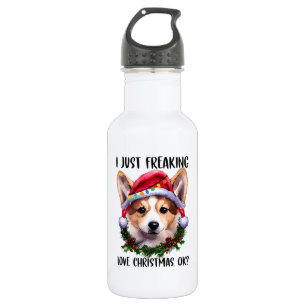 Corgi ik ben gewoon dol op kerstfeestjes. waterfles