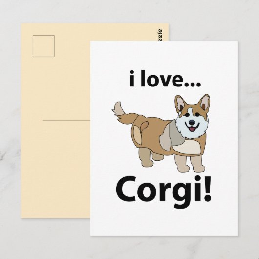 Corgi Ik hou van Corgi Briefkaart (Voorkant / Achterkant)