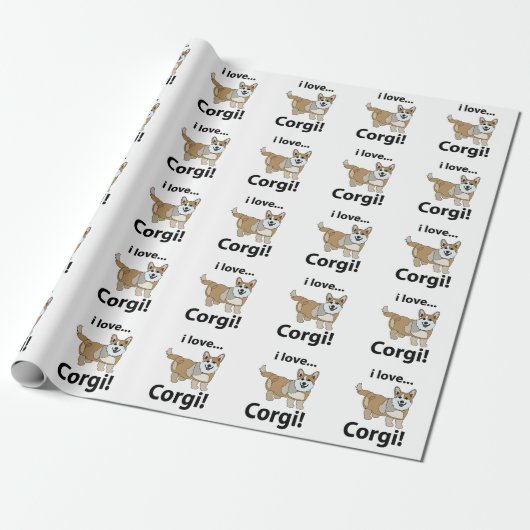 Corgi Ik hou van Corgi Cadeaupapier (Uitgerold)