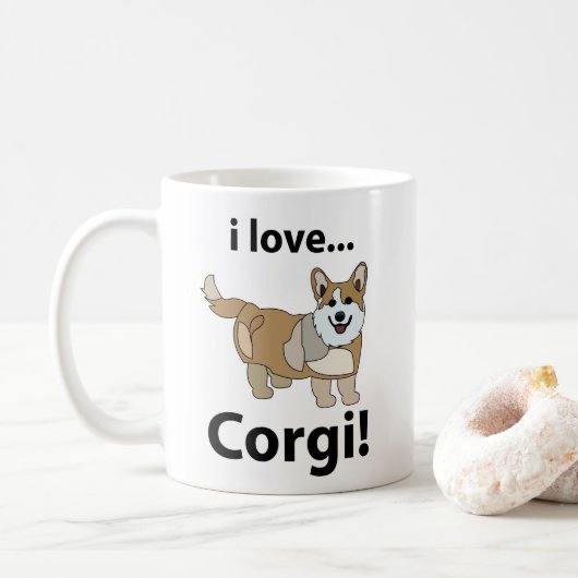 Corgi Ik hou van Corgi Coffee Mok (Met donut)
