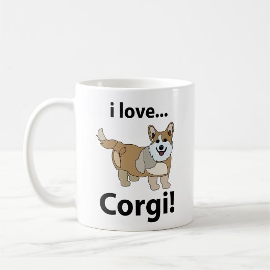 Corgi Ik hou van Corgi Coffee Mok (Links)