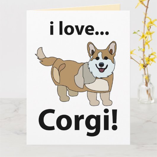 Corgi Ik hou van Corgi Kaart (Gele Bloem)