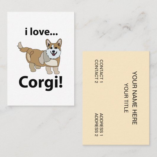 Corgi Ik hou van Corgi Visitekaartje (Voorkant / Achterkant)