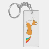 Corgi-illustratie regenboogpoep sleutelhanger (Voorkant Links)
