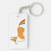 Corgi-illustratie regenboogpoep sleutelhanger (achterkant)