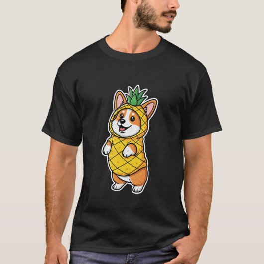 Corgi in ananas kostuum t-shirt (Voorkant)