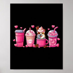 Corgi in beker koffie liefhebber Valentijnsdag Har Poster